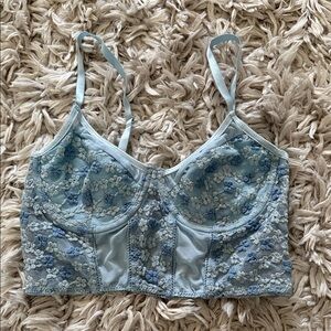 SHEIN Floral Lace tank top in Soft Blue